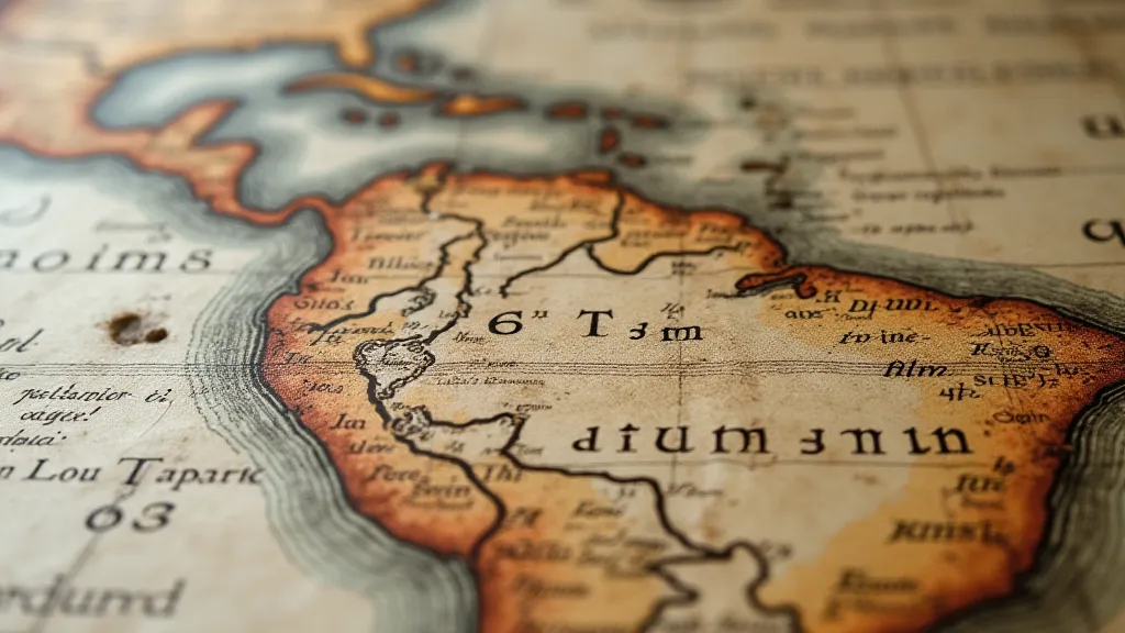 Close-up of an antique map of the Americas