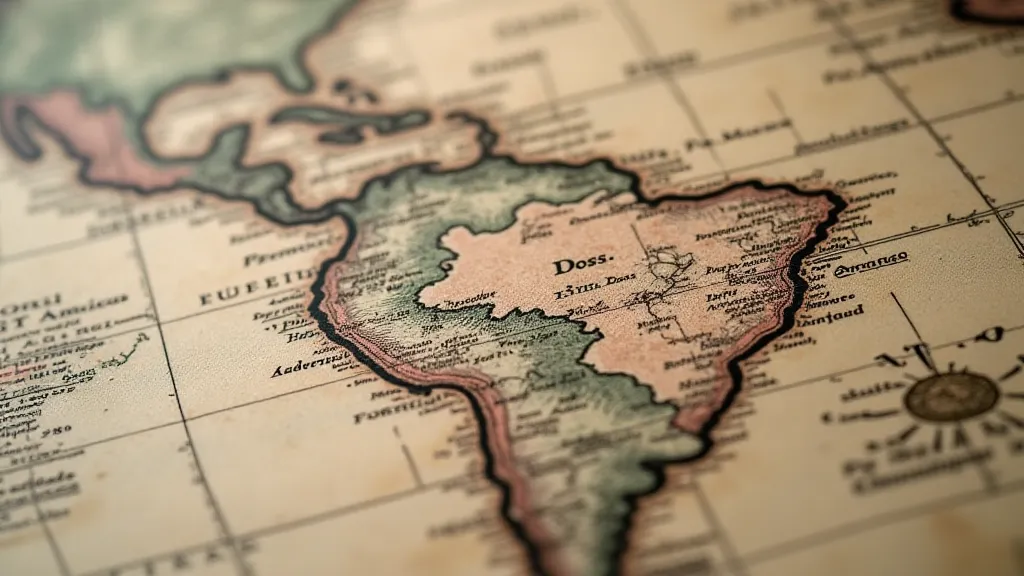 Detail of a vintage map of the Americas