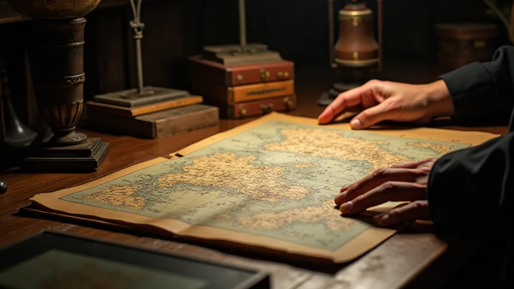 Collector examining a vintage map