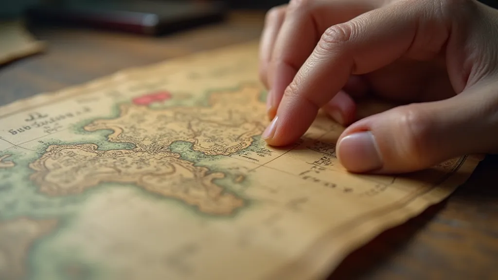 Collector's hand examining a map