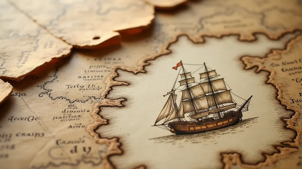 Section of damaged 17th-century Dutch sea chart