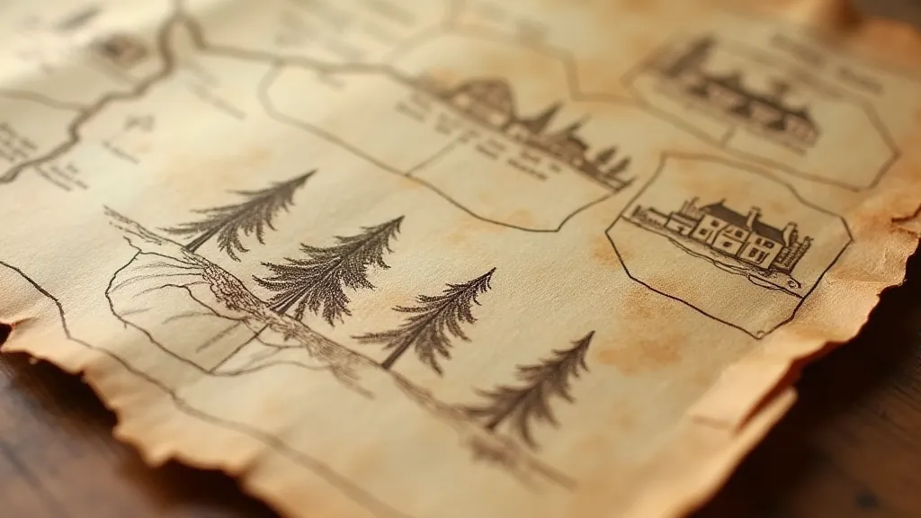 Antique map fragment detail