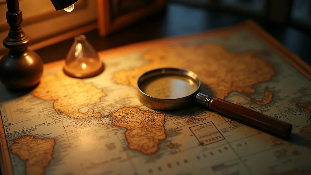 Map and magnifying glass