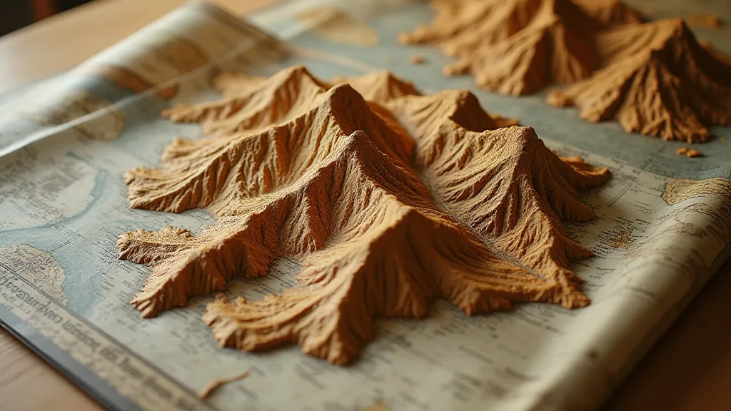 Vintage topographical map of a mountain range