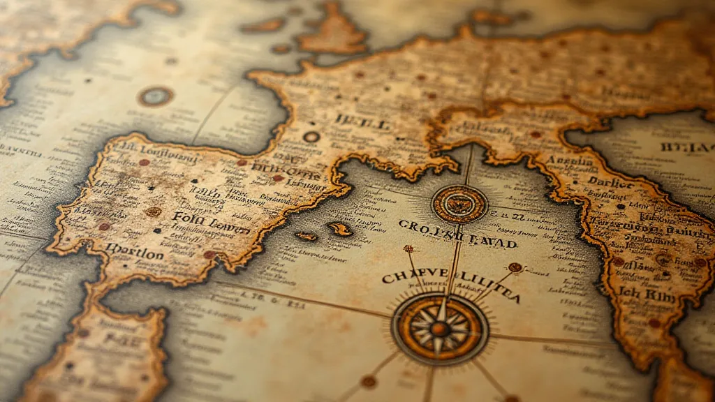Antique portolan chart detail