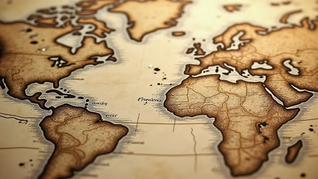 Close-up of a 16th-century world map